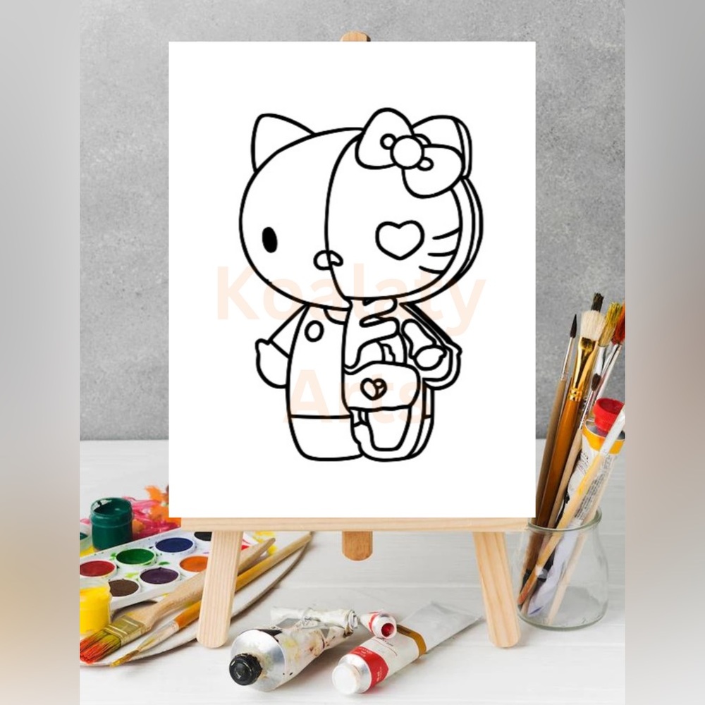 Paint Your Own Hello Kitty Skeleton Canvas , Sip and Paint Canvas